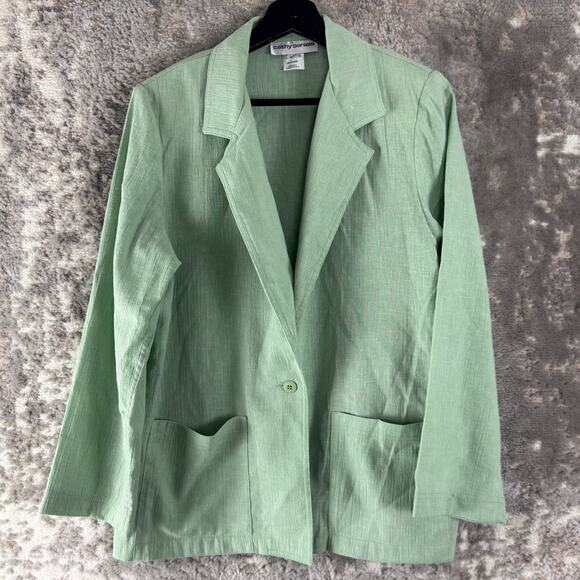 Cathy Daniels Jackets & Blazers - Cathy Daneils Size M Career Notched Blazer Jacket Green Single Button V Neck